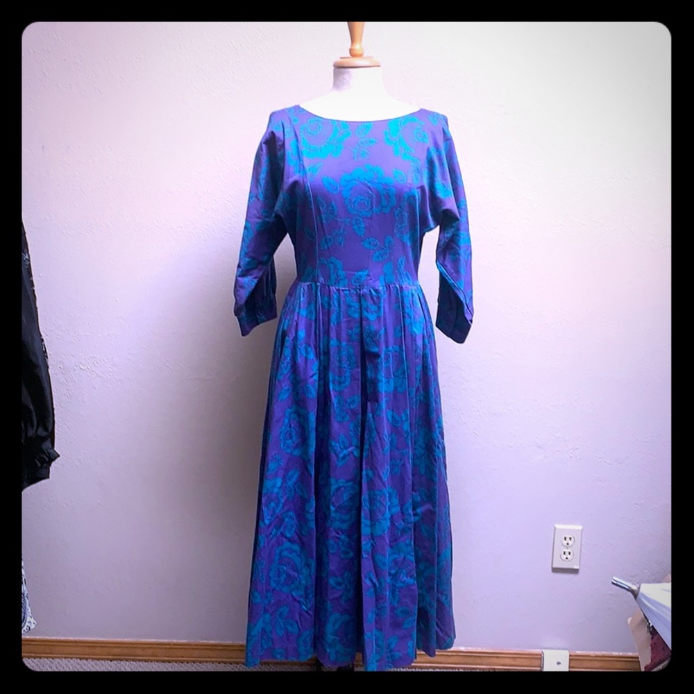 Vintage Laura Ashley fit flare cotton tea dress